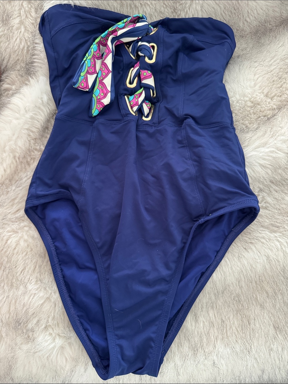 Trina Turk One-Piece Swimsuit with Lace-Up Accent 2